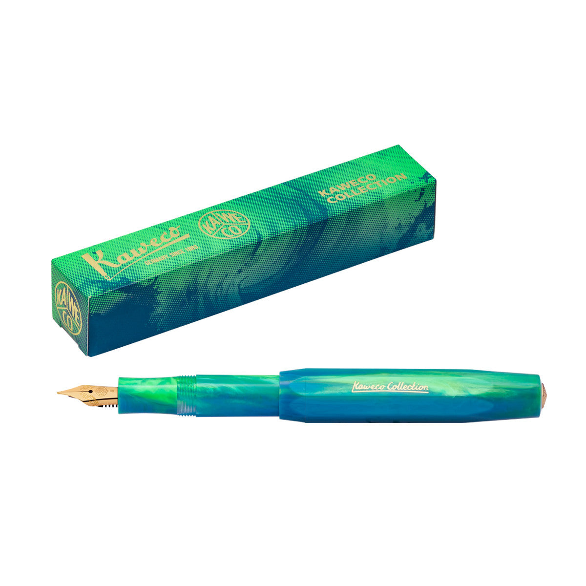 Kaweco Collection fountain pen in Marble Ocean marbled green and blue finish