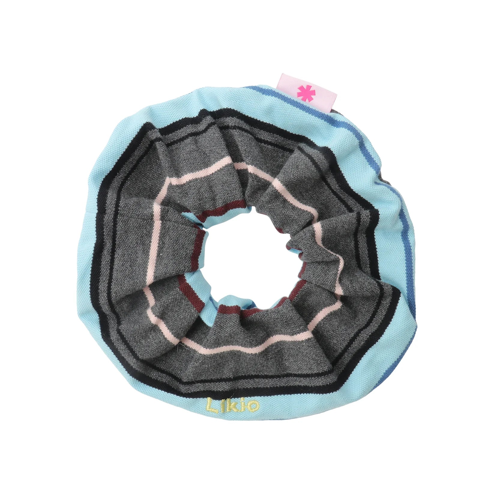 Likio Colorful Stripe Retro Scrunchie – College Blue