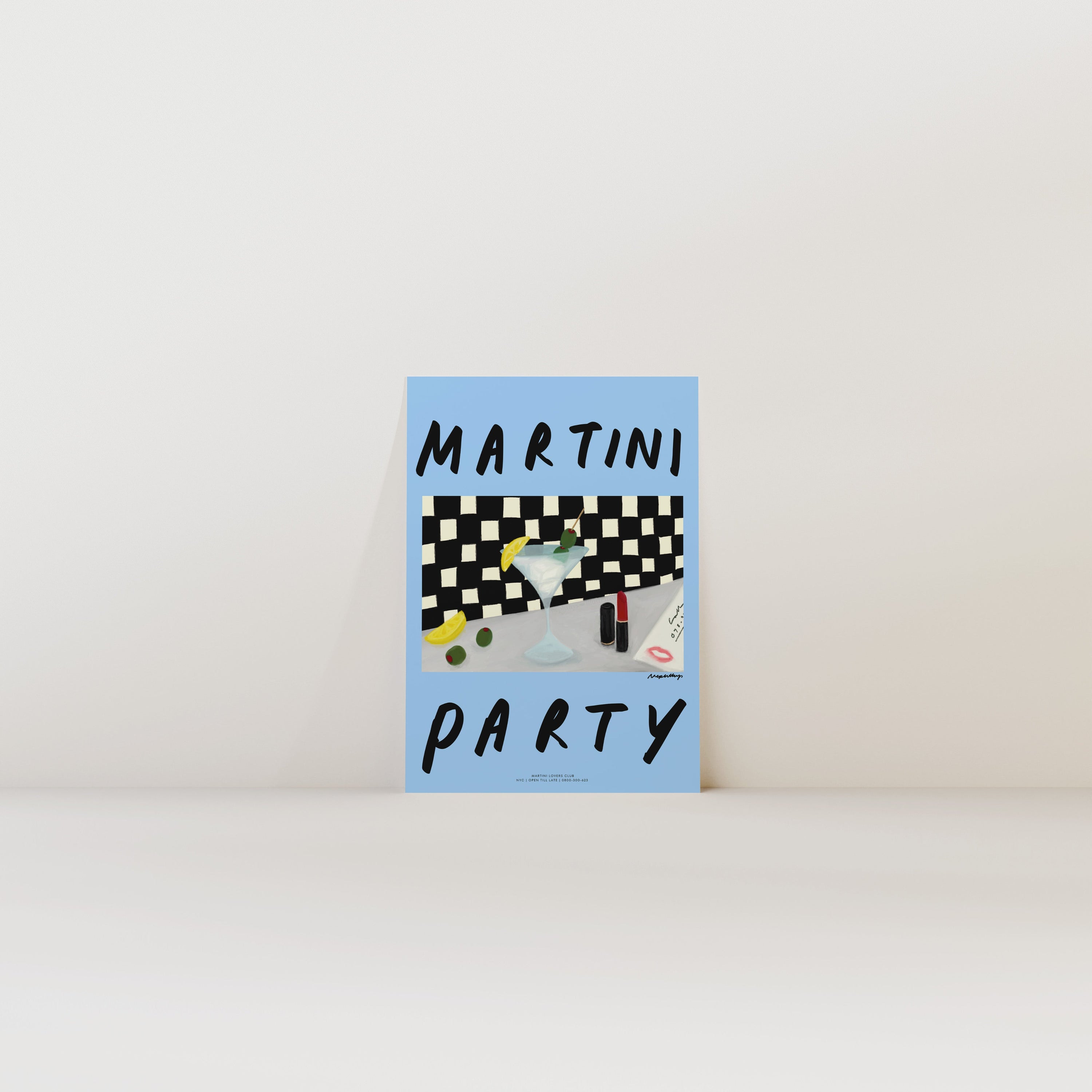 Martini Party Print - Blue