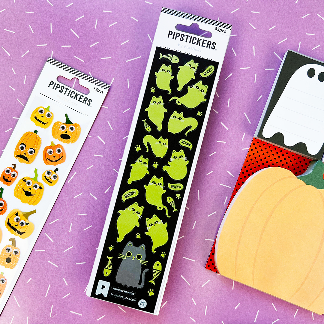 Midnight Meowgics witchy cat stickers with glow-in-the-dark accents