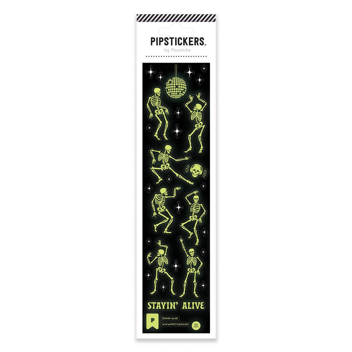 Pipsticks Stayin' Alive glow-in-the-dark sticker sheet
