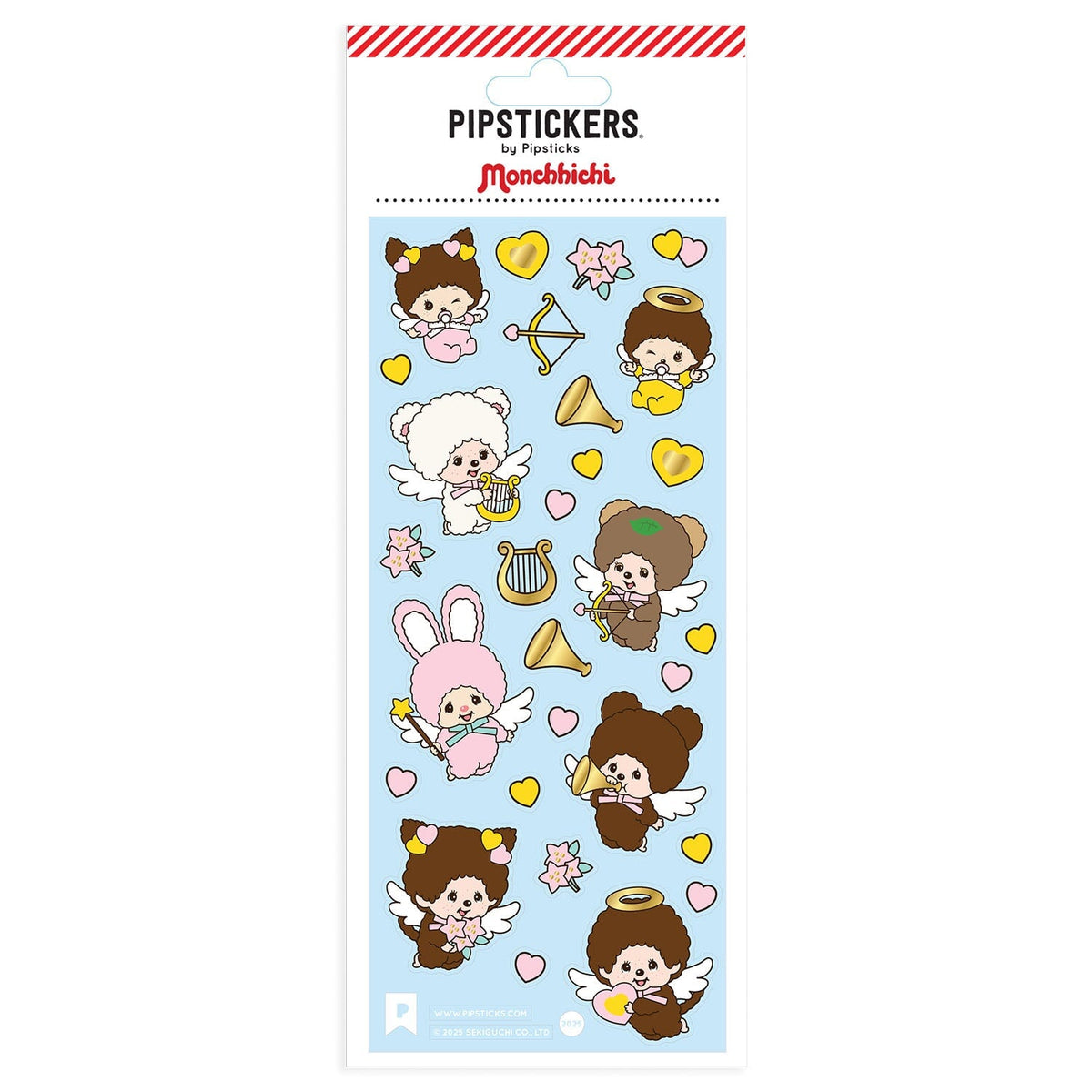 Pipsticks Monchhichi Angels gold foil sticker sheet