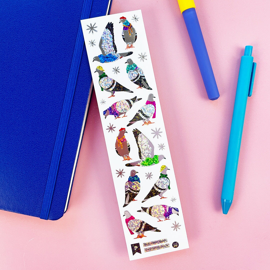 Snug Street Squad bundled-up bird stickers