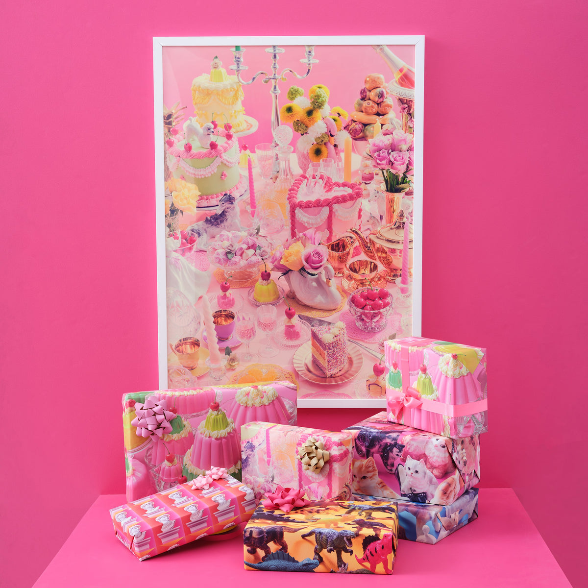 Tea Party Gift Wrap Sheet framed