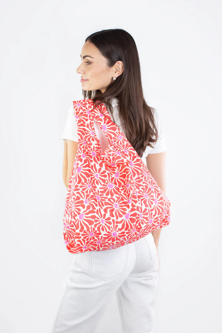 Abstract Flowers Red | Medium Reusable Bag