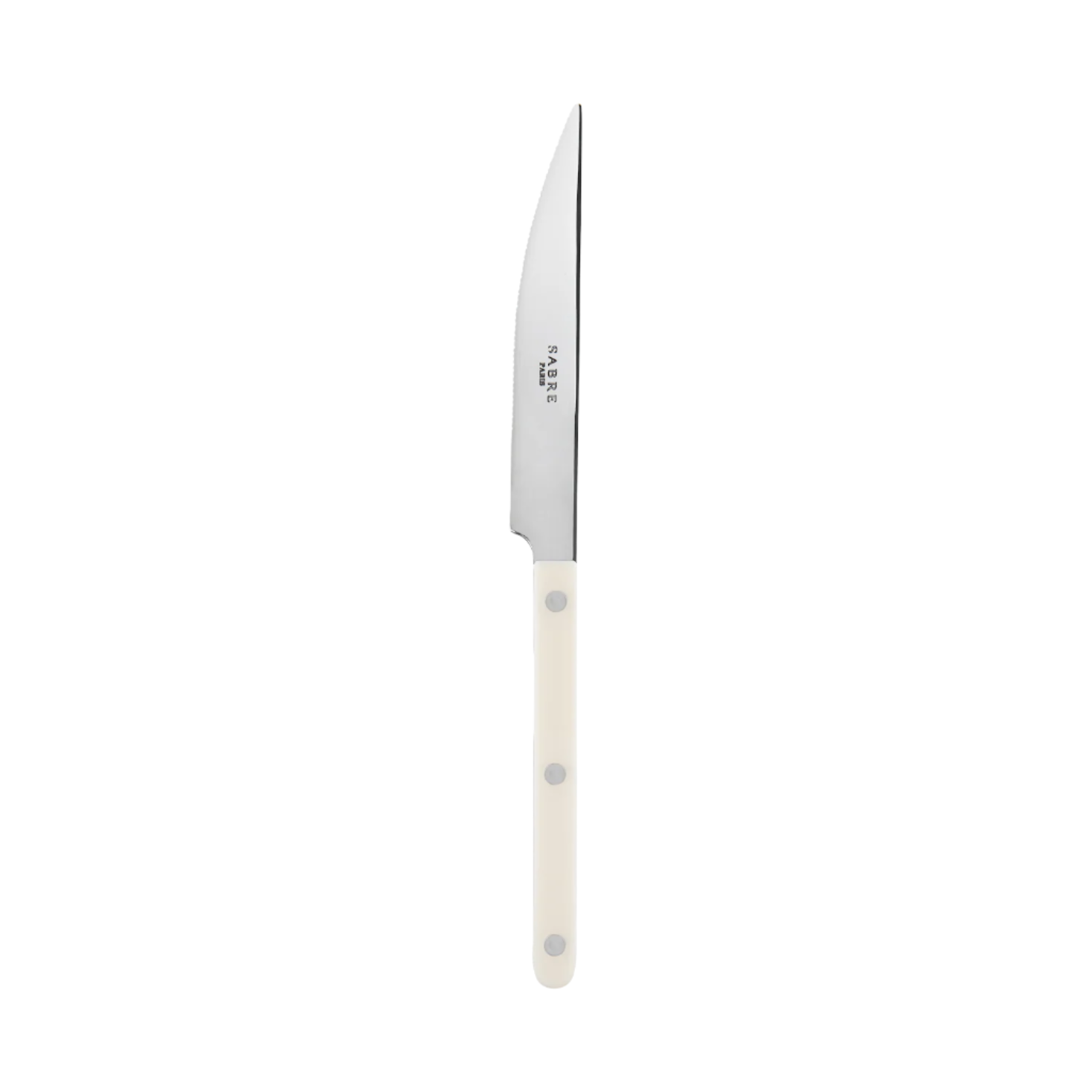 Knife with a white handle on a white background