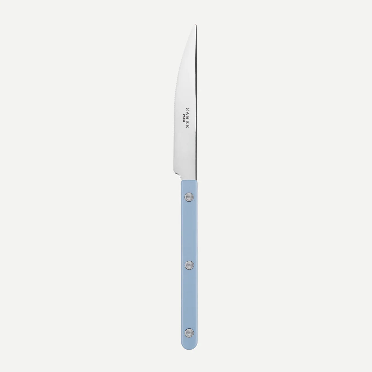Knife with a light blue handle on a white background