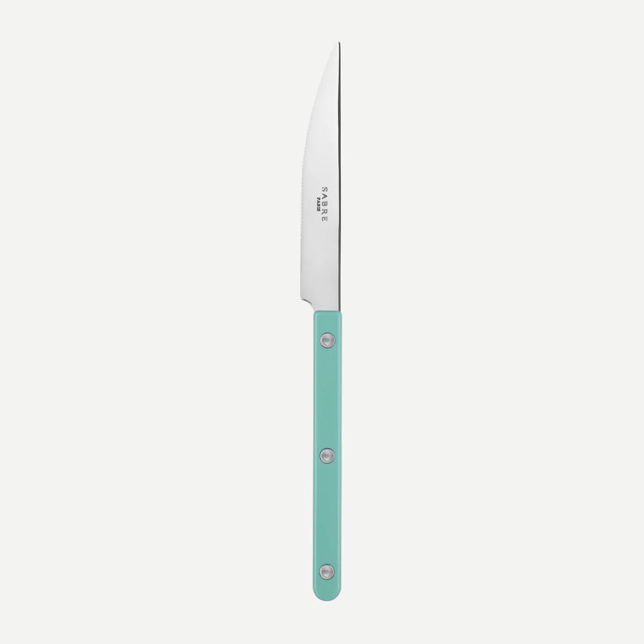 Knife with a turquoise handle on a white background
