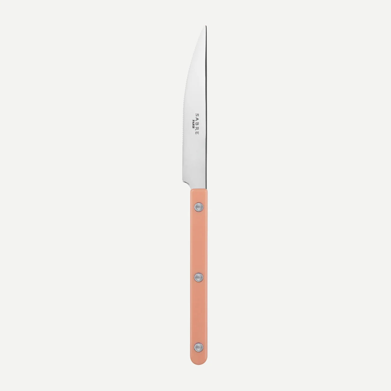 Knife with a pink handle on a white background