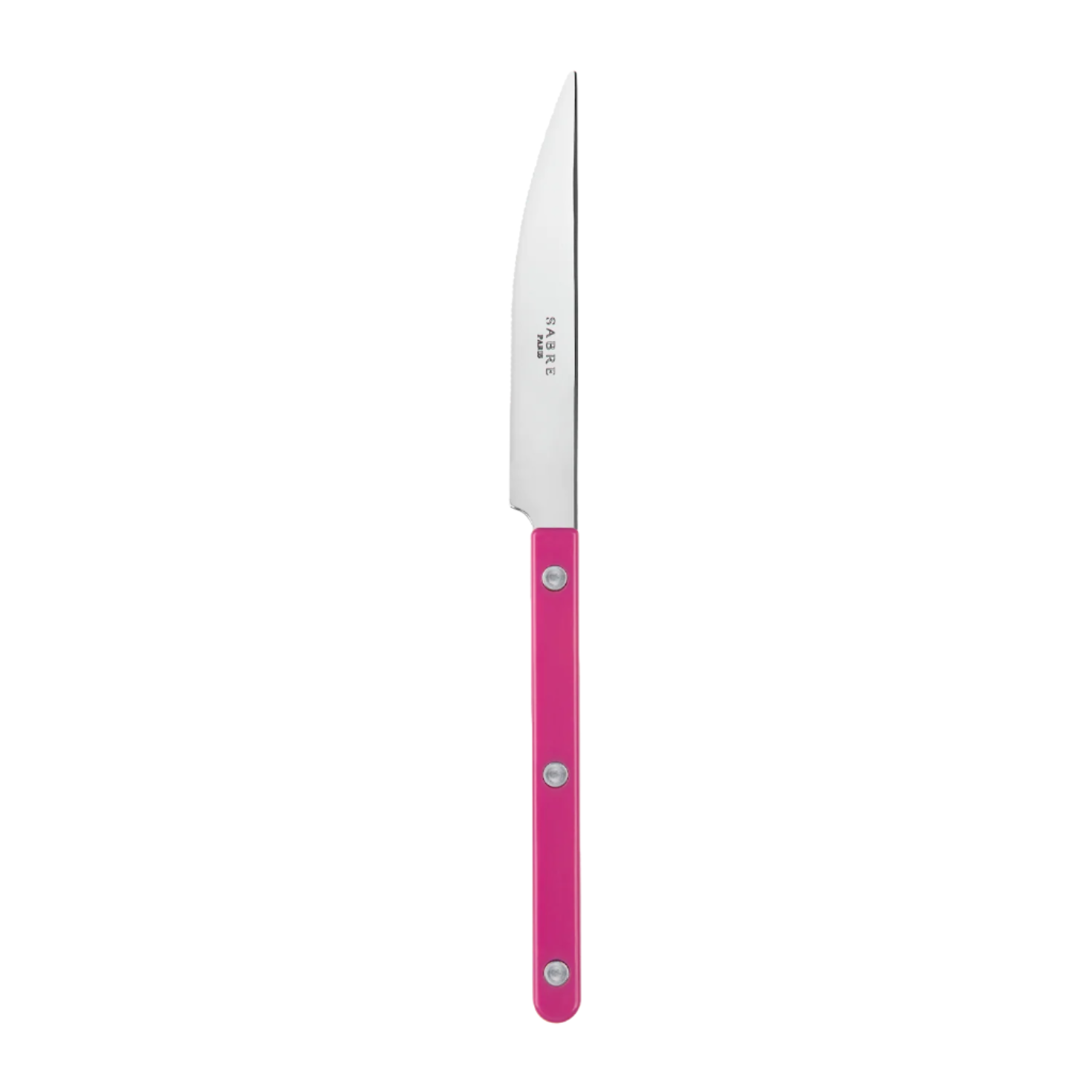 Knife with a pink handle on a white background