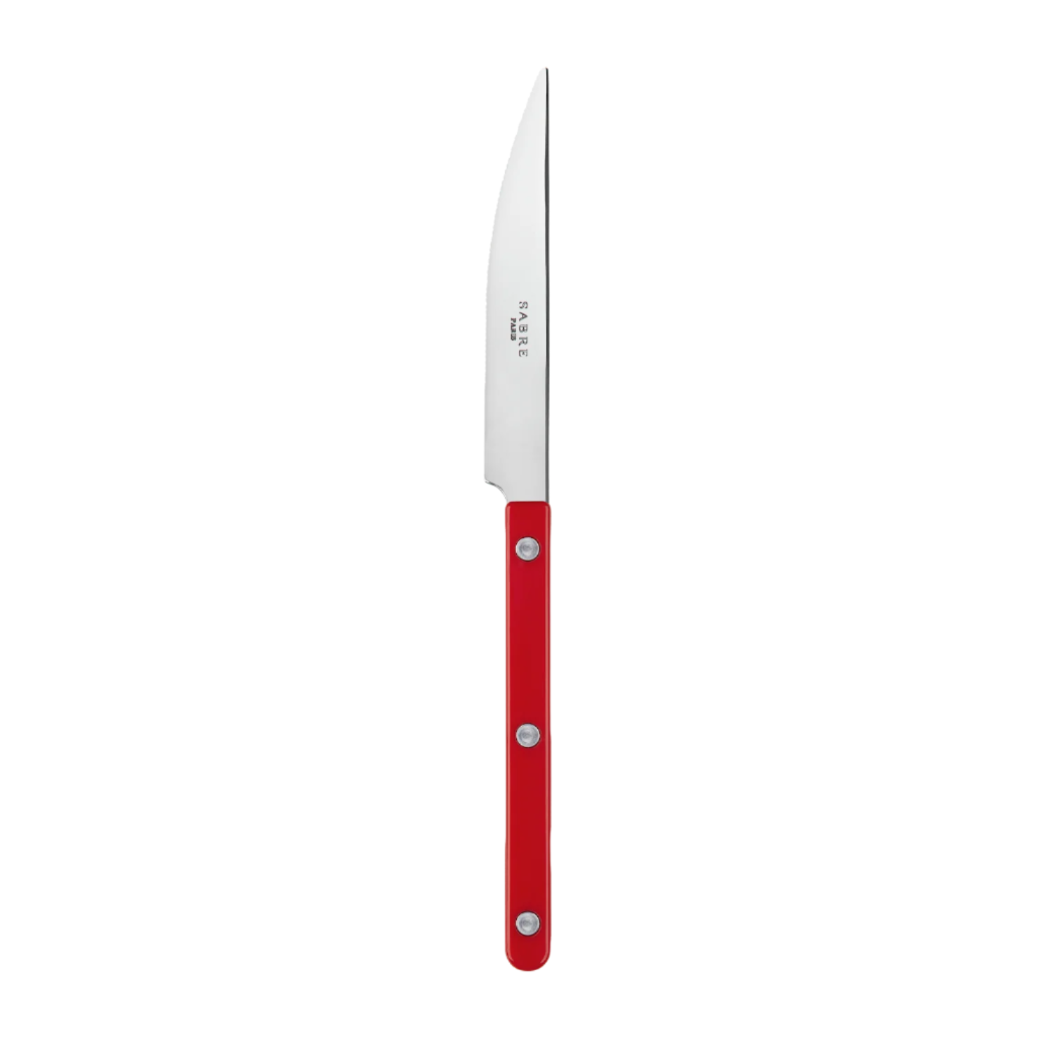 Knife with a red handle on a white background