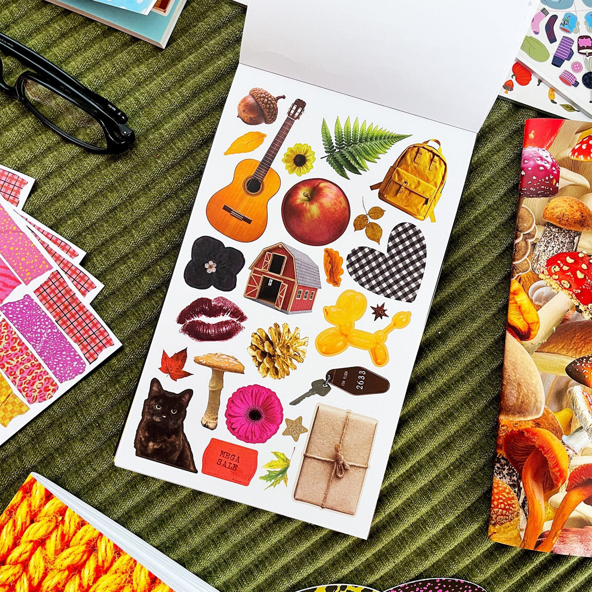 Fall Junk Journal Sticker Book in use in a journal