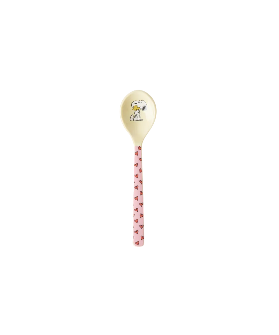 Decorative spoon with Snoopy and Woodstock with pink love hearts 