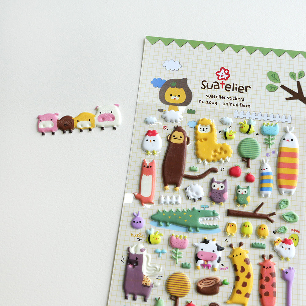 Suatelier No 1009 Daily Deco Animal Farm Sticker Sheet