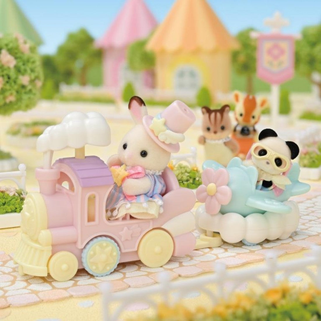 Sylvanian Families Amusement Park Ride Set – Plane & Train