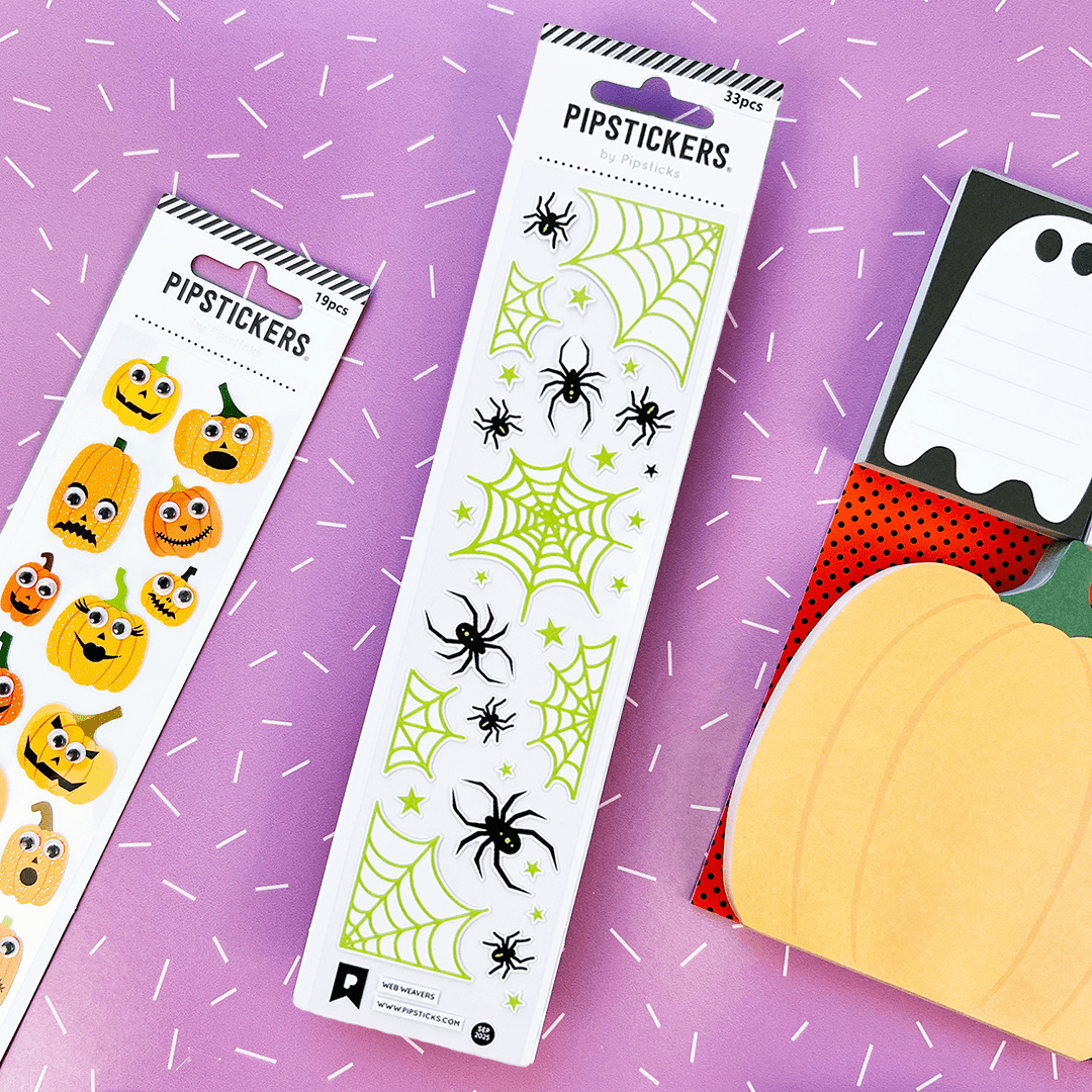 Web Weavers spider and web stickers with glow-in-the-dark accents