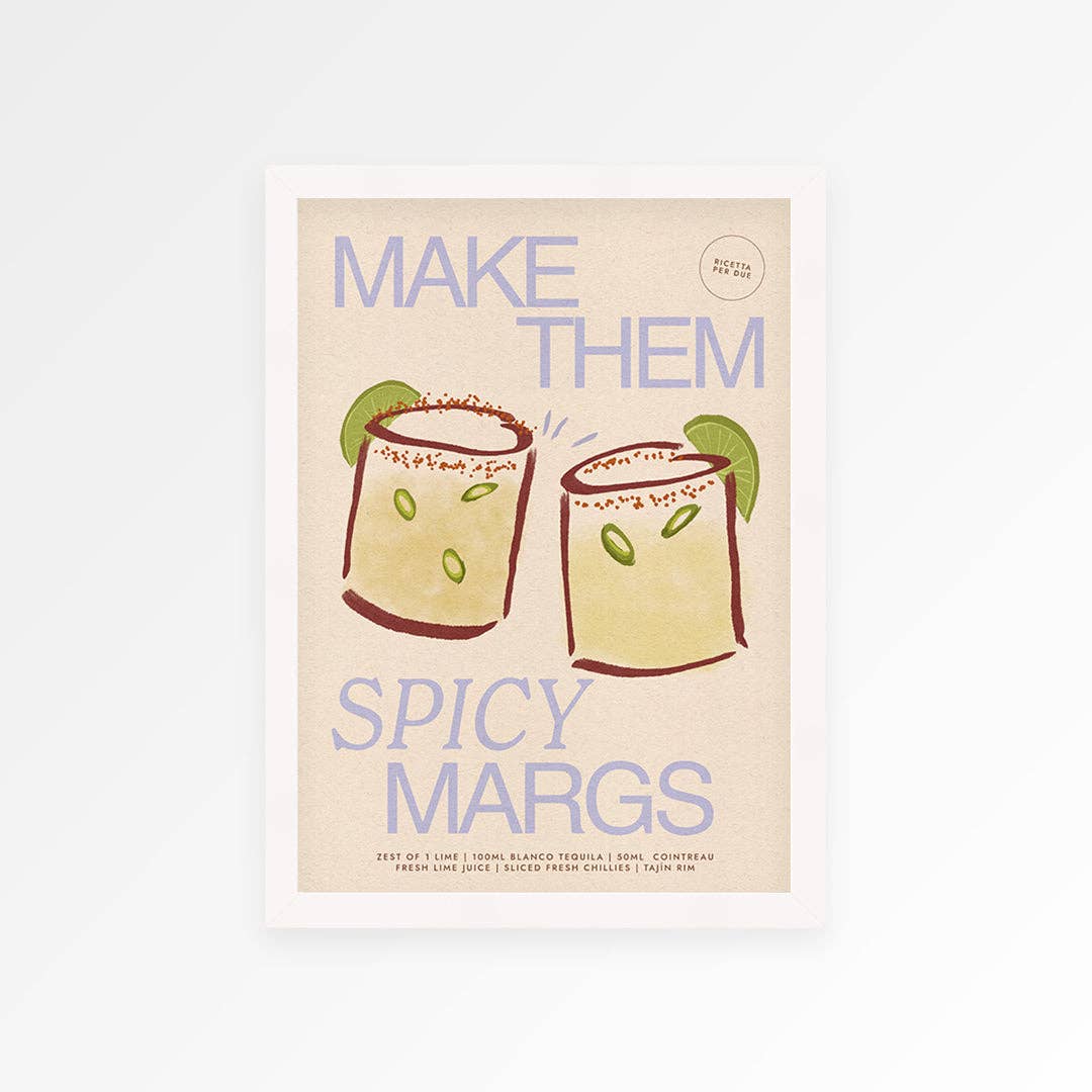 Spicy Margaritas art print blue A5 — Modern Love Store
