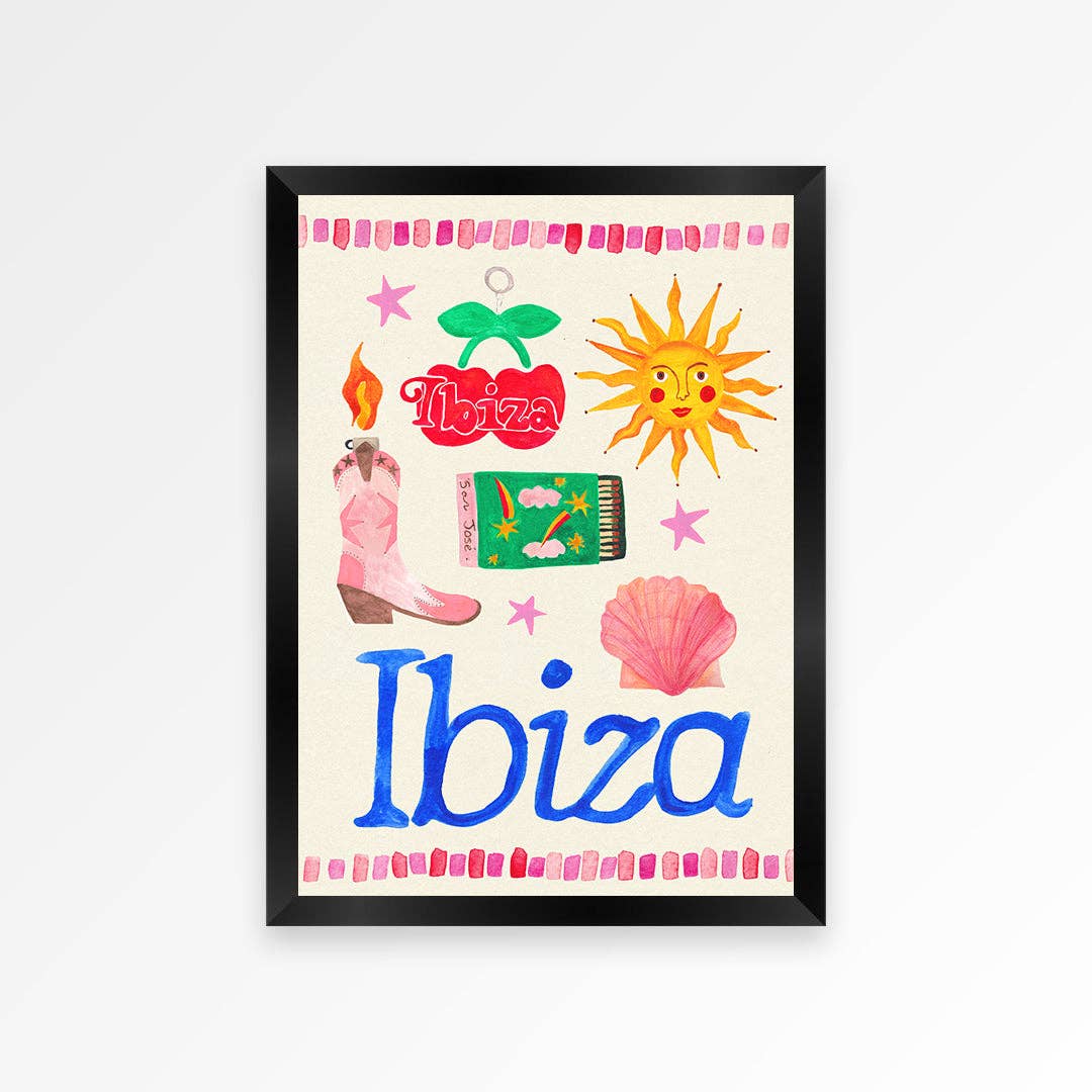 Ibiza Travel Trinket Hand Painted Print A3