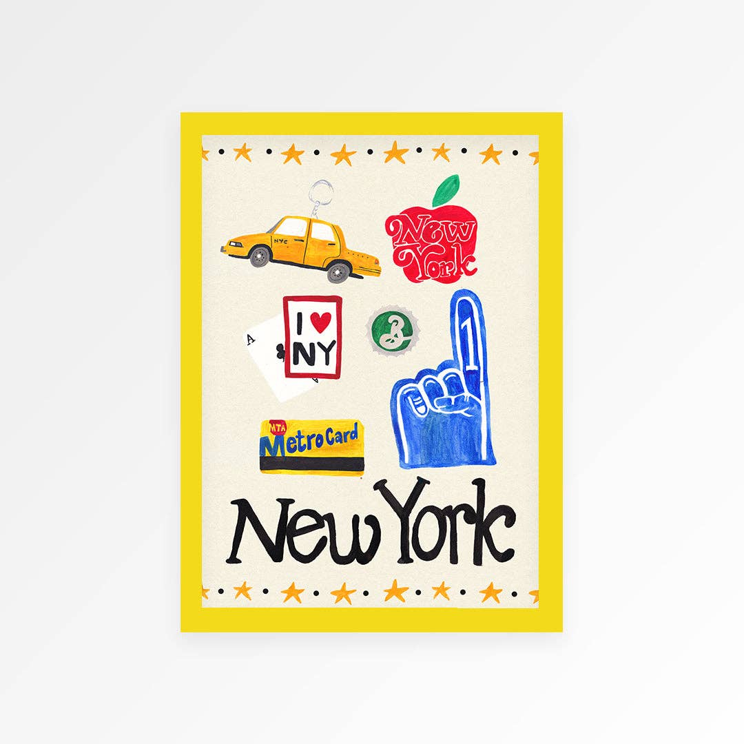 New York Travel Trinket Hand Painted Print: Unframed / A3