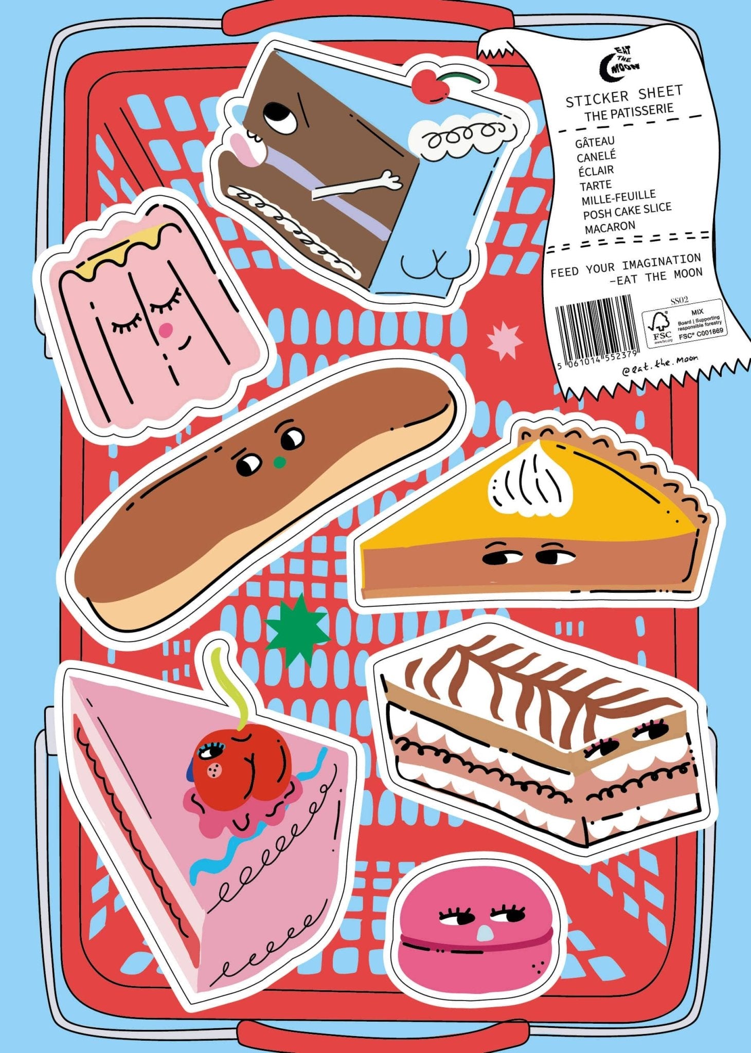 A5 sticker sheet - THE PATISSERIE - Eat the Moon Modern Love Store Glasgow