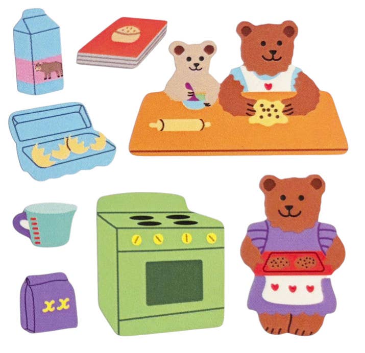 Glossy Baking Bears Fun Stickers: English