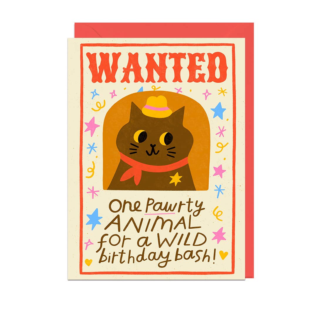 Wanted Pawty Animal Birthday Card