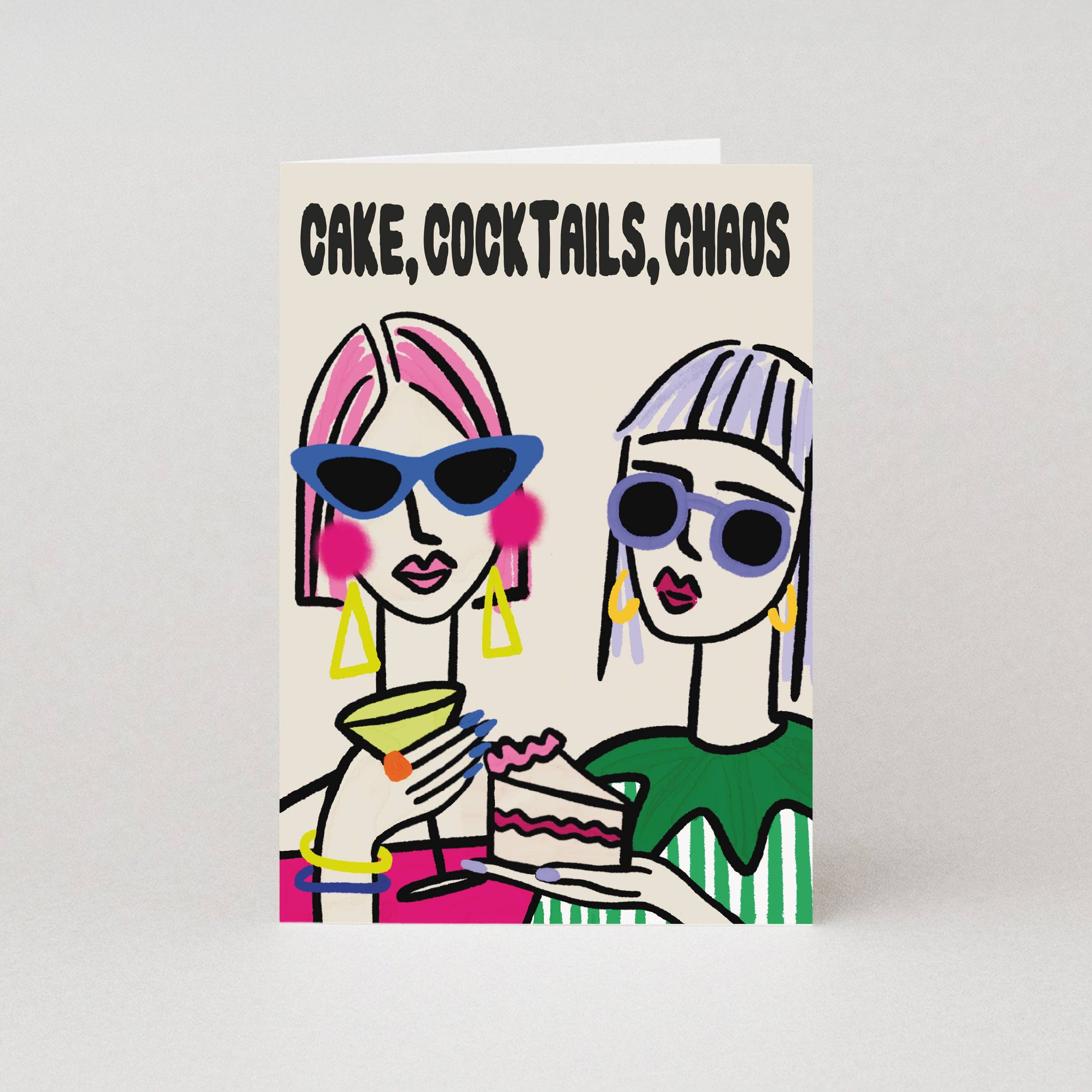 Cake Cocktails Chaos Birthday Card | Female Birthday Card