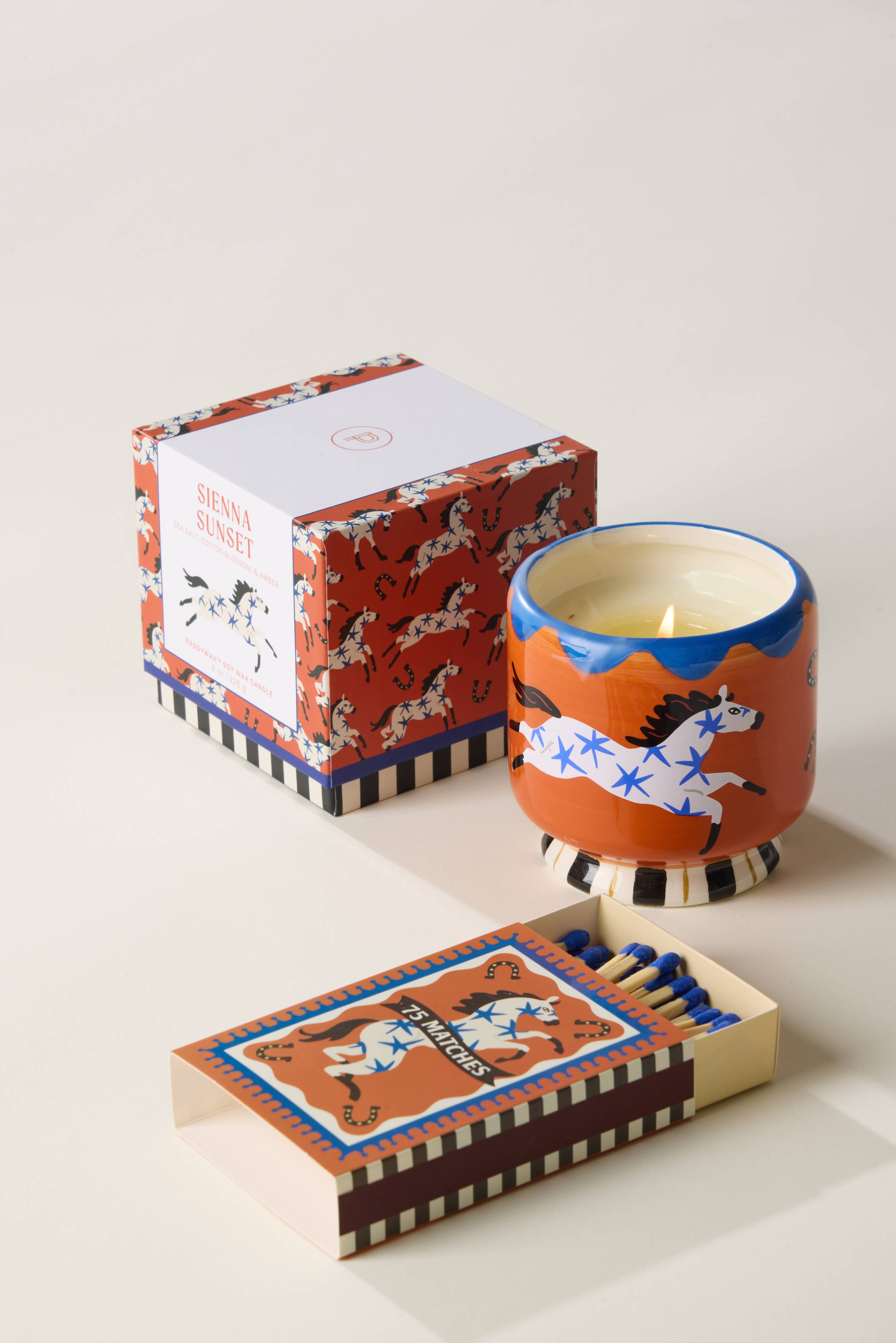 A Dopo horse ceramic candle detail