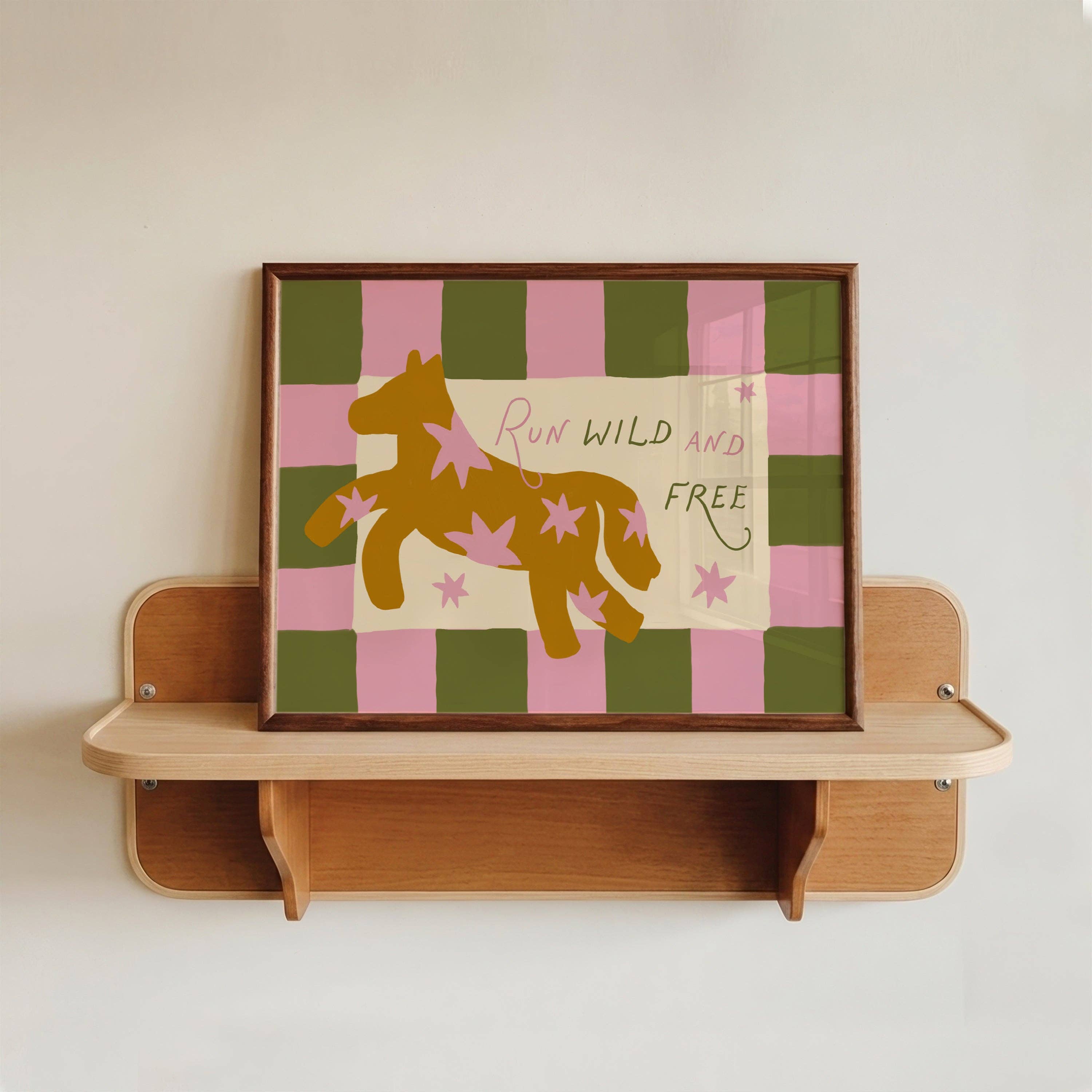 Run Wild & Free Print: Pink / Brown / Unframed / A5
