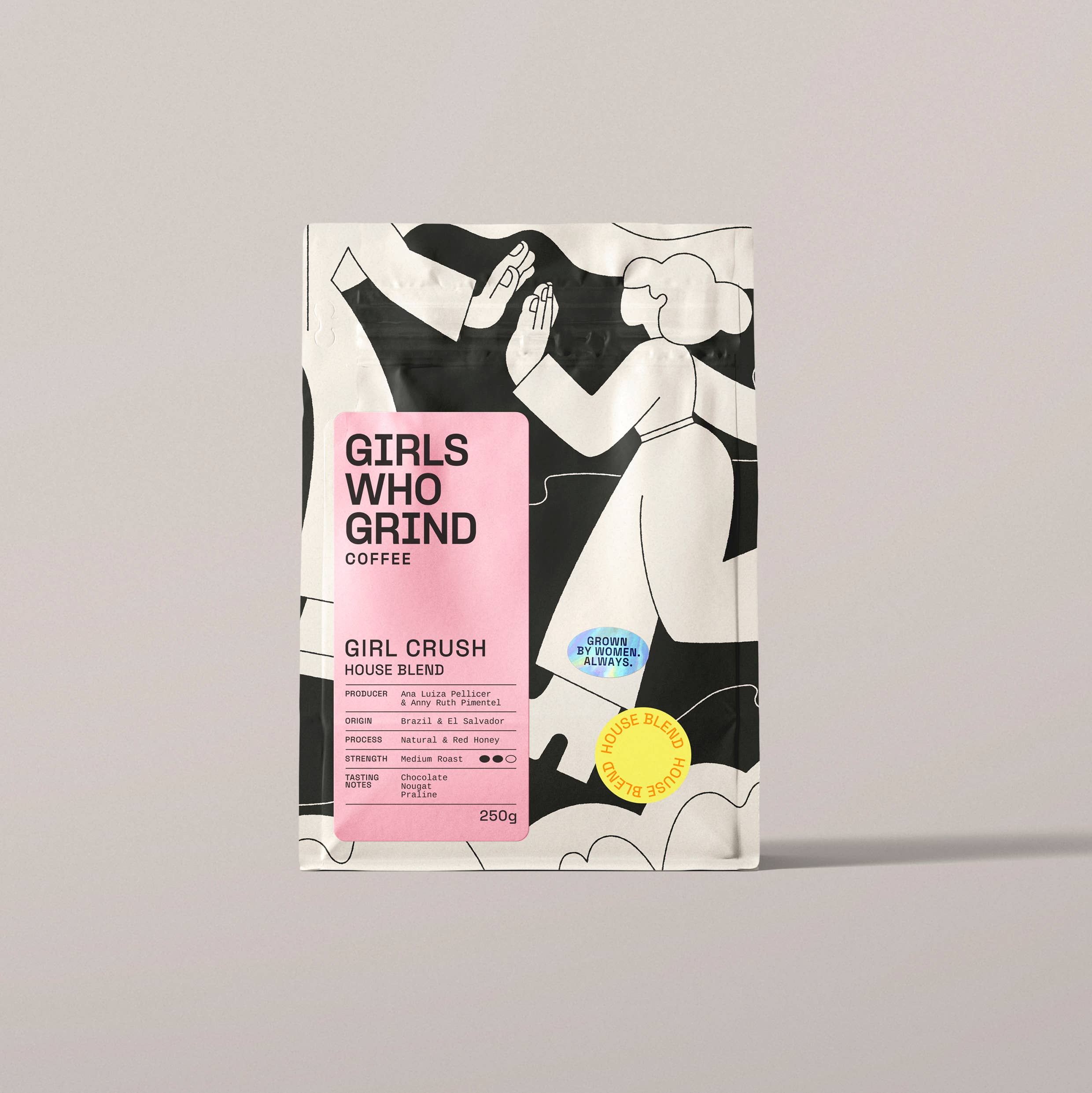 Girl Crush blend coffee from El Salvador and Brazil by Girls Who Grind, espresso 250g