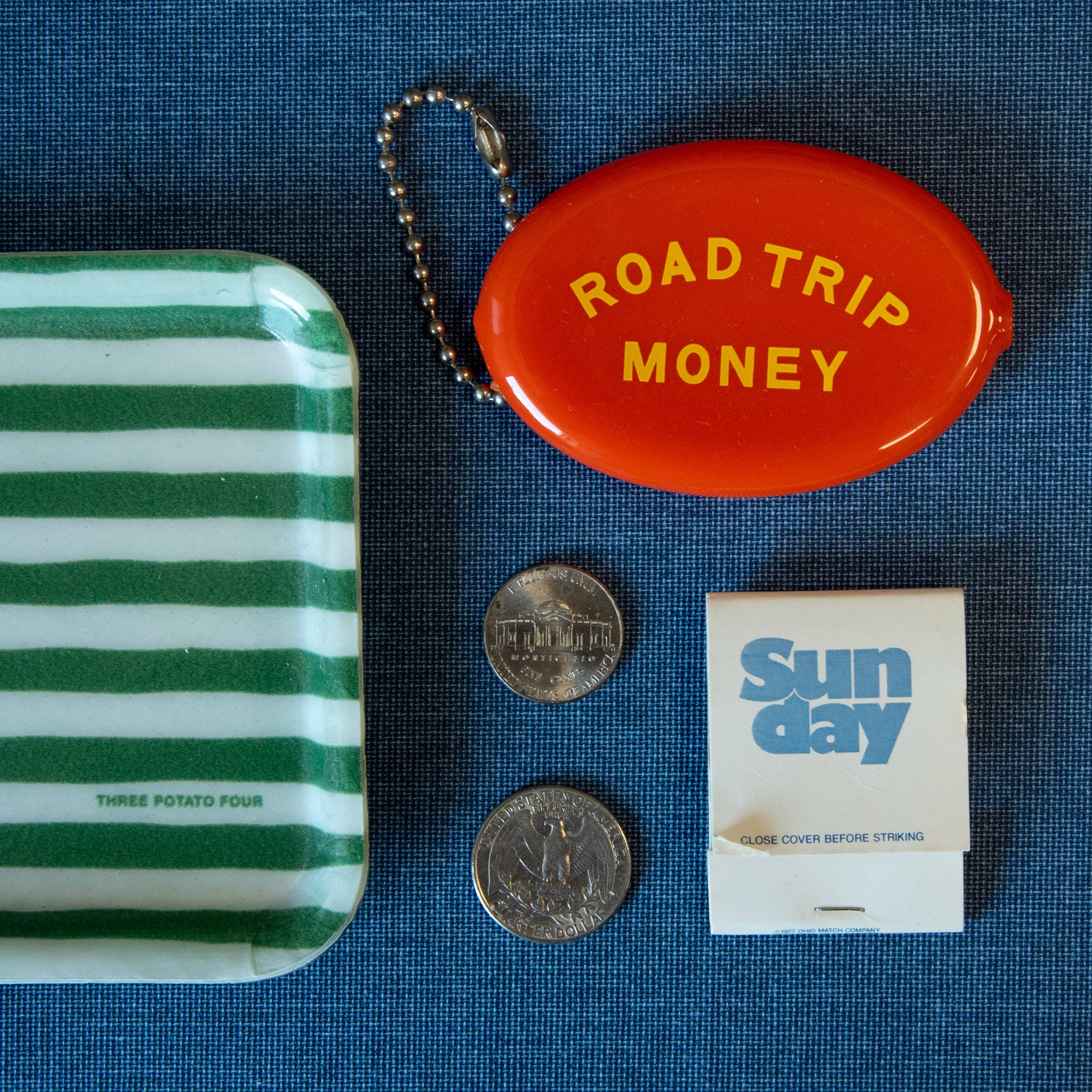 Coin Pouch - Road Trip Money open showing interior