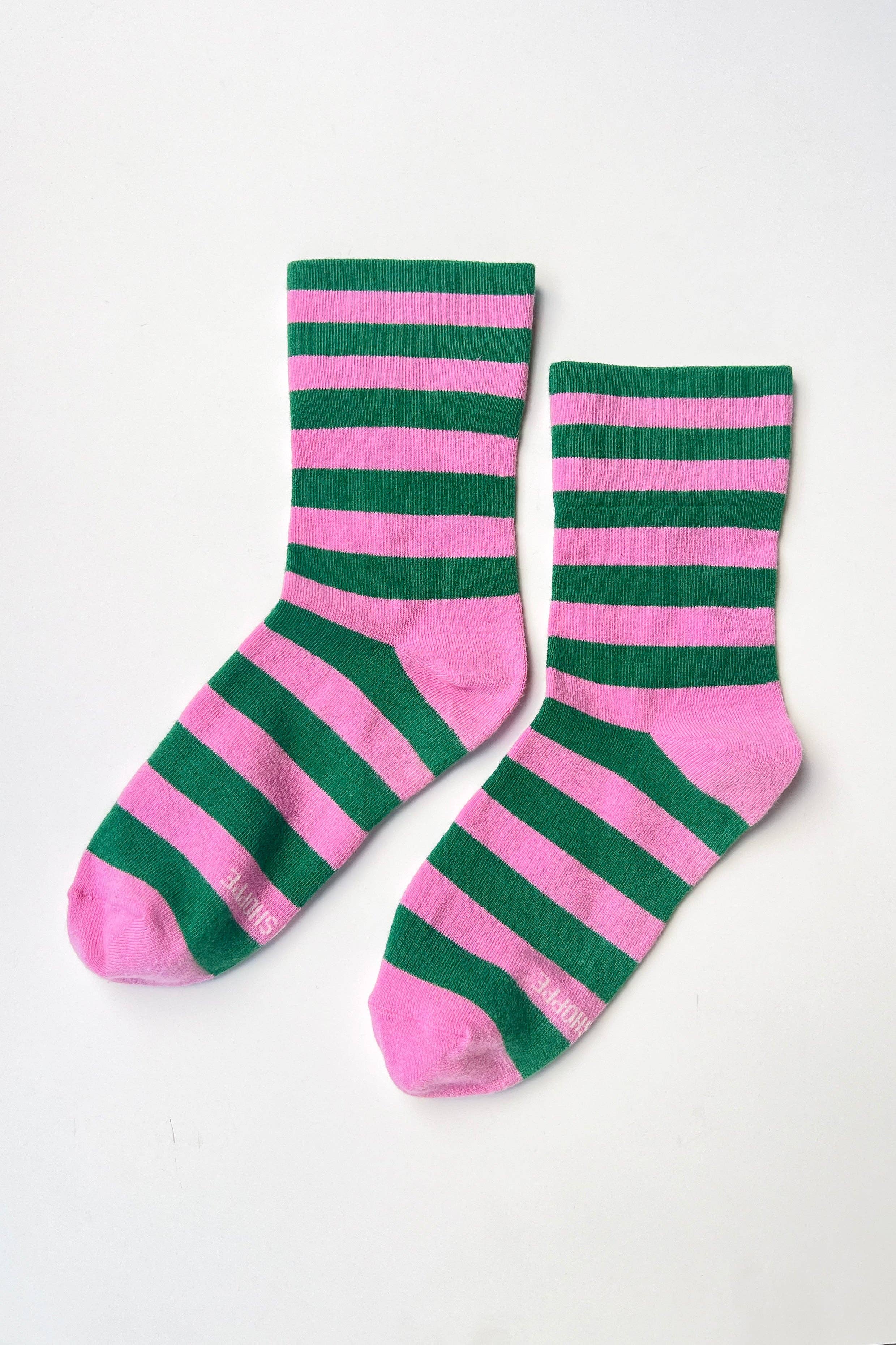 Le Bon Shoppe Wide Wally Socks - Navy Stripe
