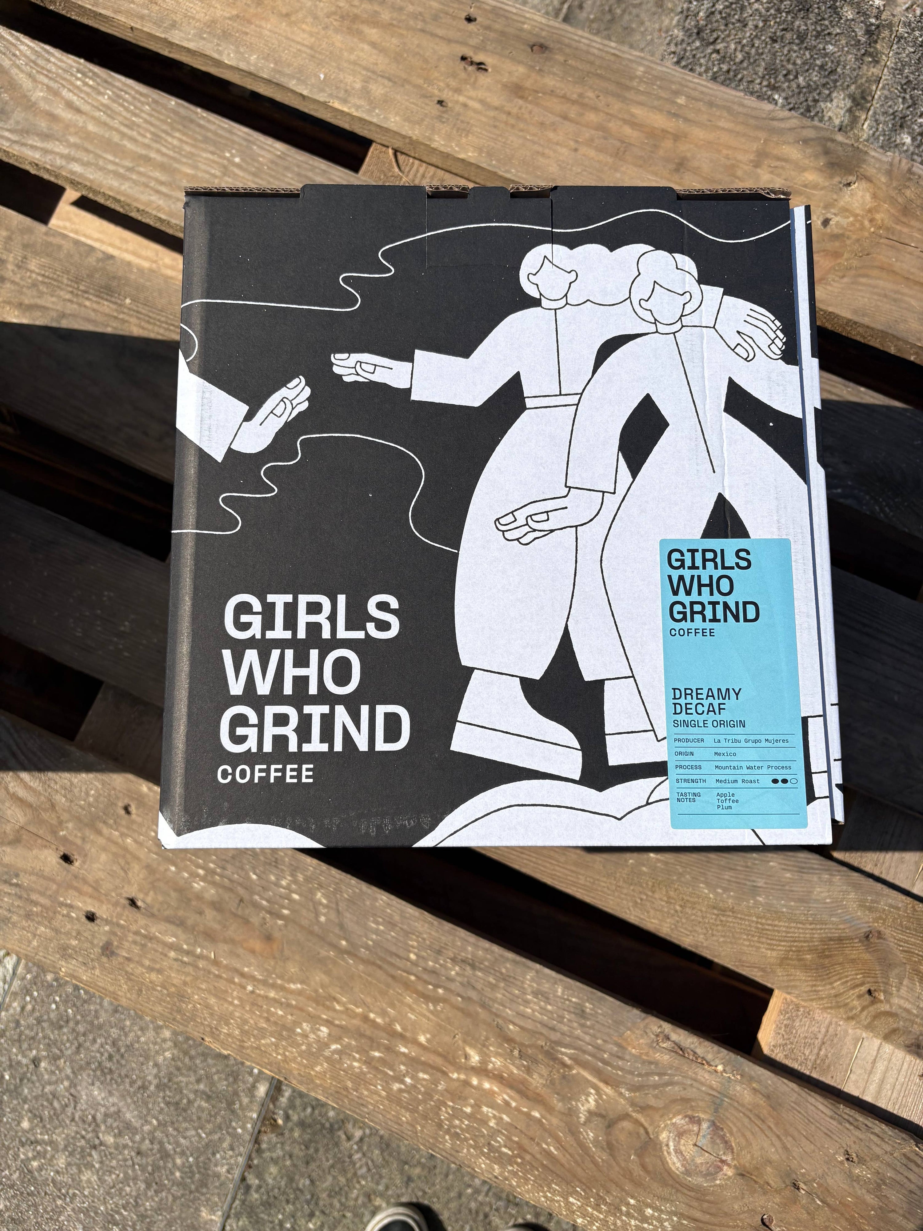 Girls Who Grind Dreamy Decaf coffee detail