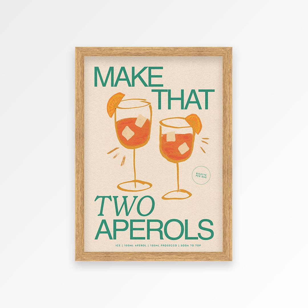 Aperol Spritz print teal A3 kitchen wall art