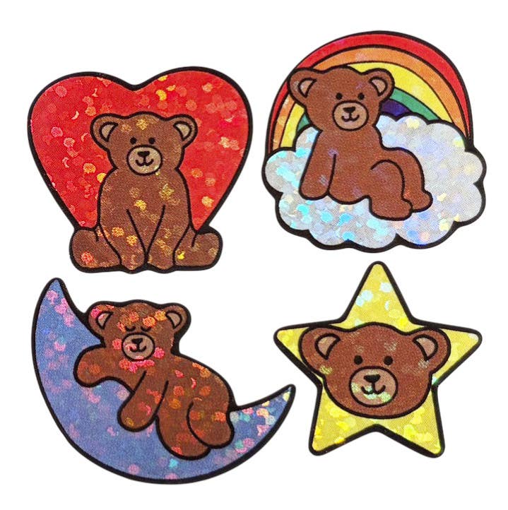 Sparkle Bears in the Clouds Stickers Nostalgia Inspired: English