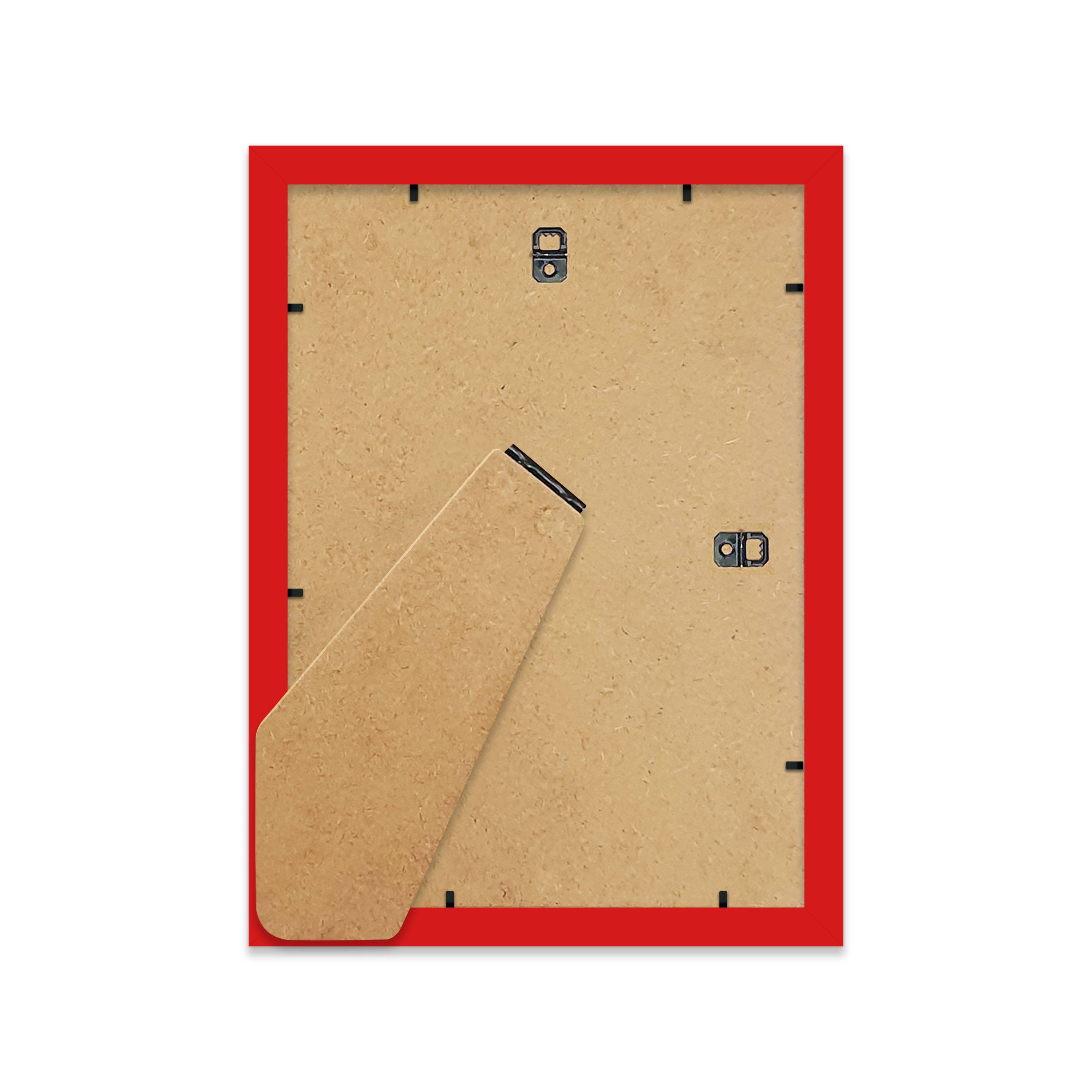 Red A4 frame with kickstand — freestanding red photo frame for desk or shelf