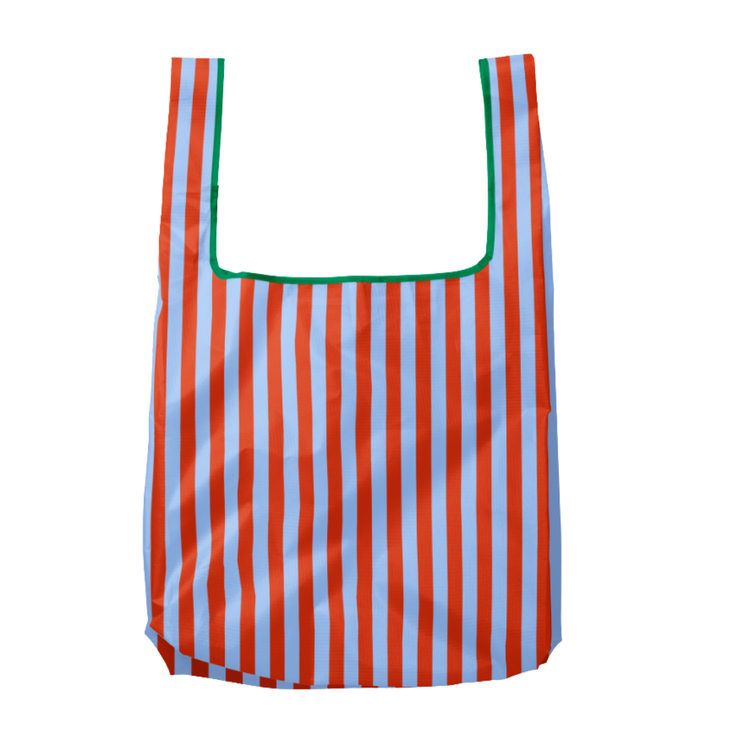Blue & Maroon Stripes Foldable Nylon Tote