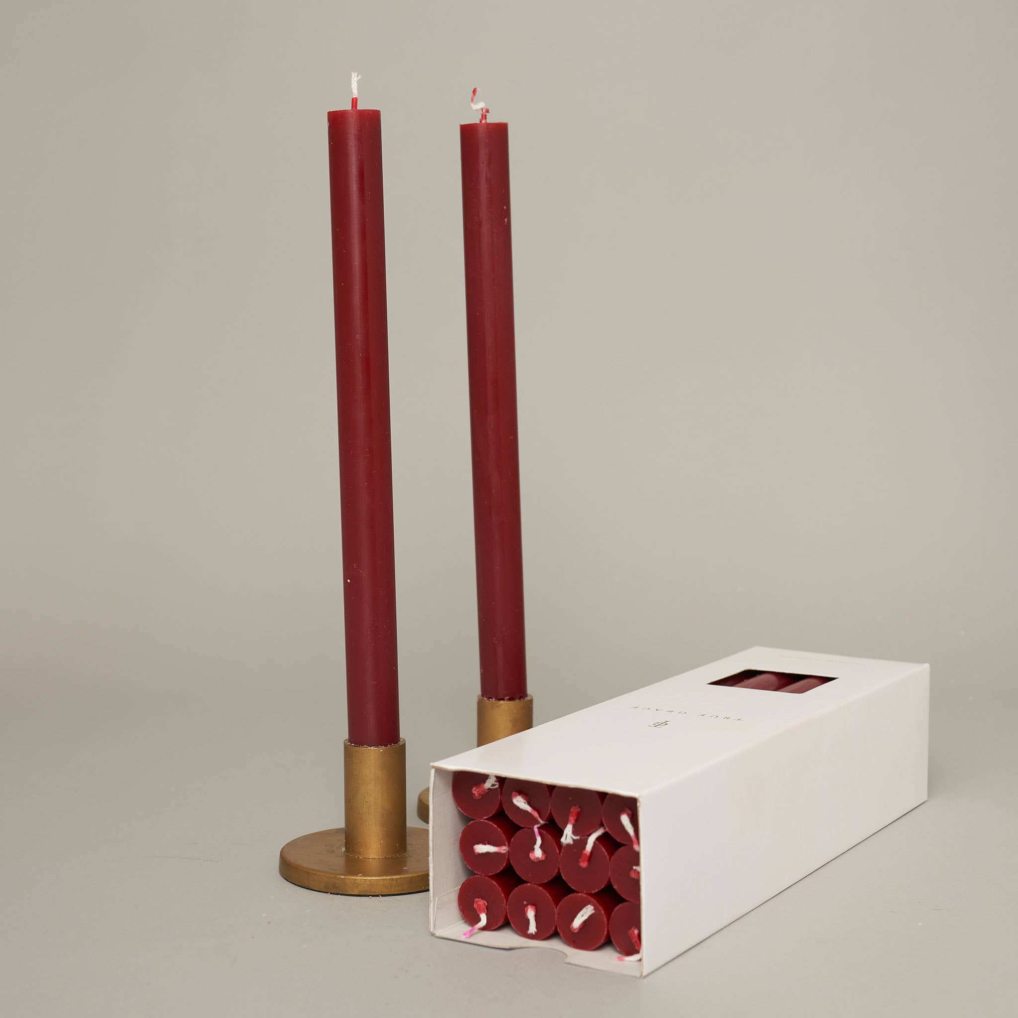 True Grace tall dinner candle in berry red