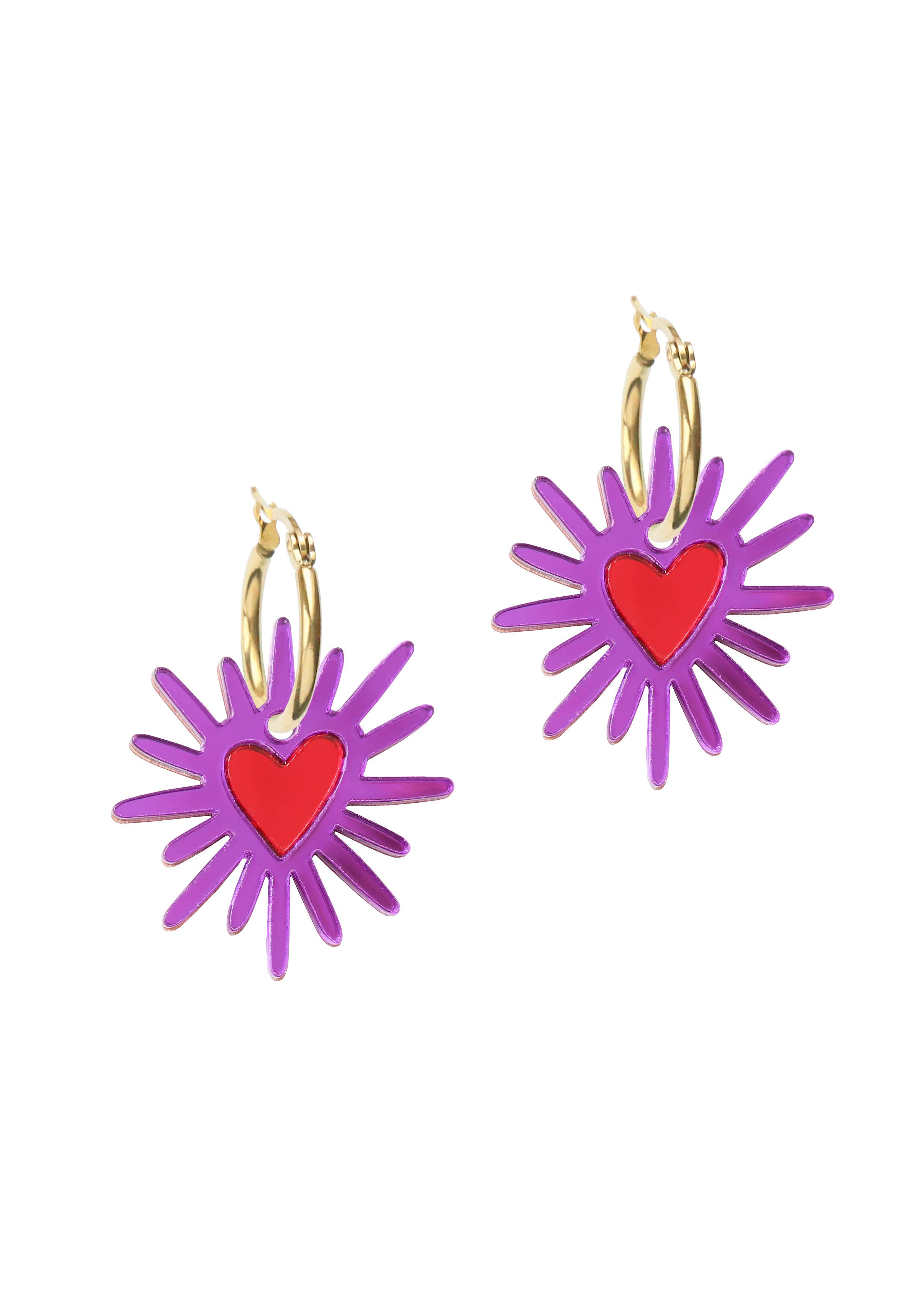 Shining Heart Hoops: Pink + Red