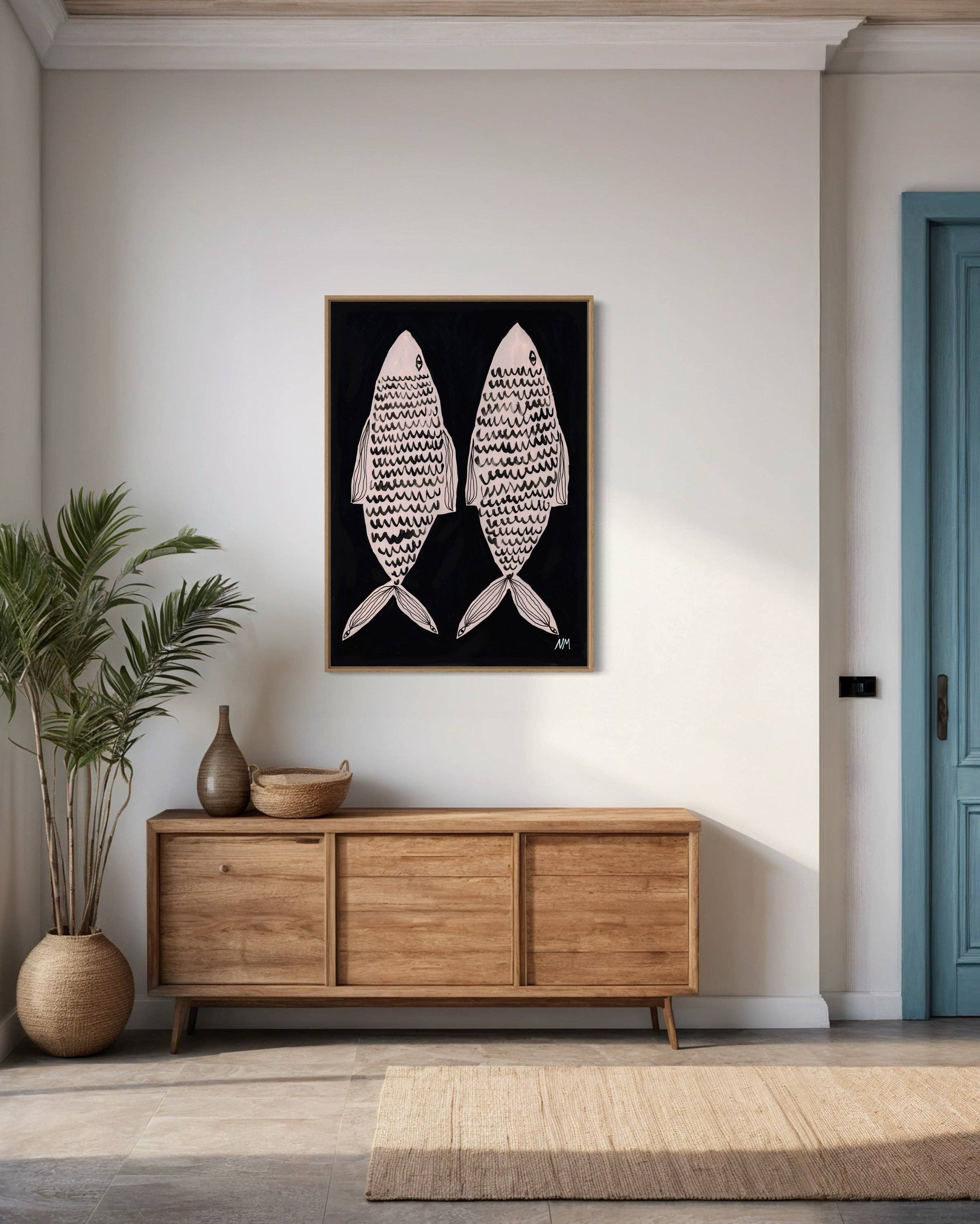 Two Fish Contemporary Art Print: A4