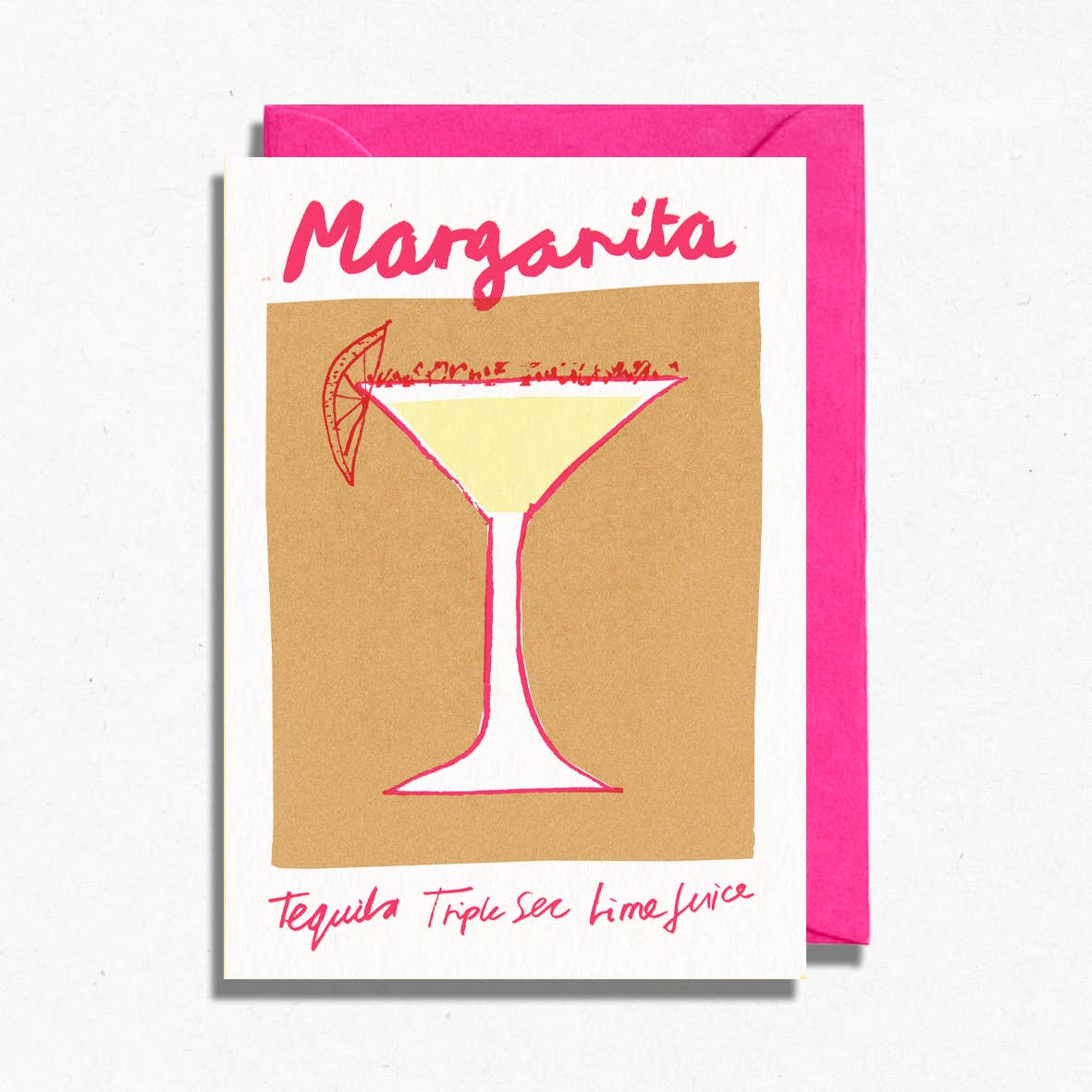 Margarita | Cocktail Card | Colourful | Neon Pink: Without Bio Cello