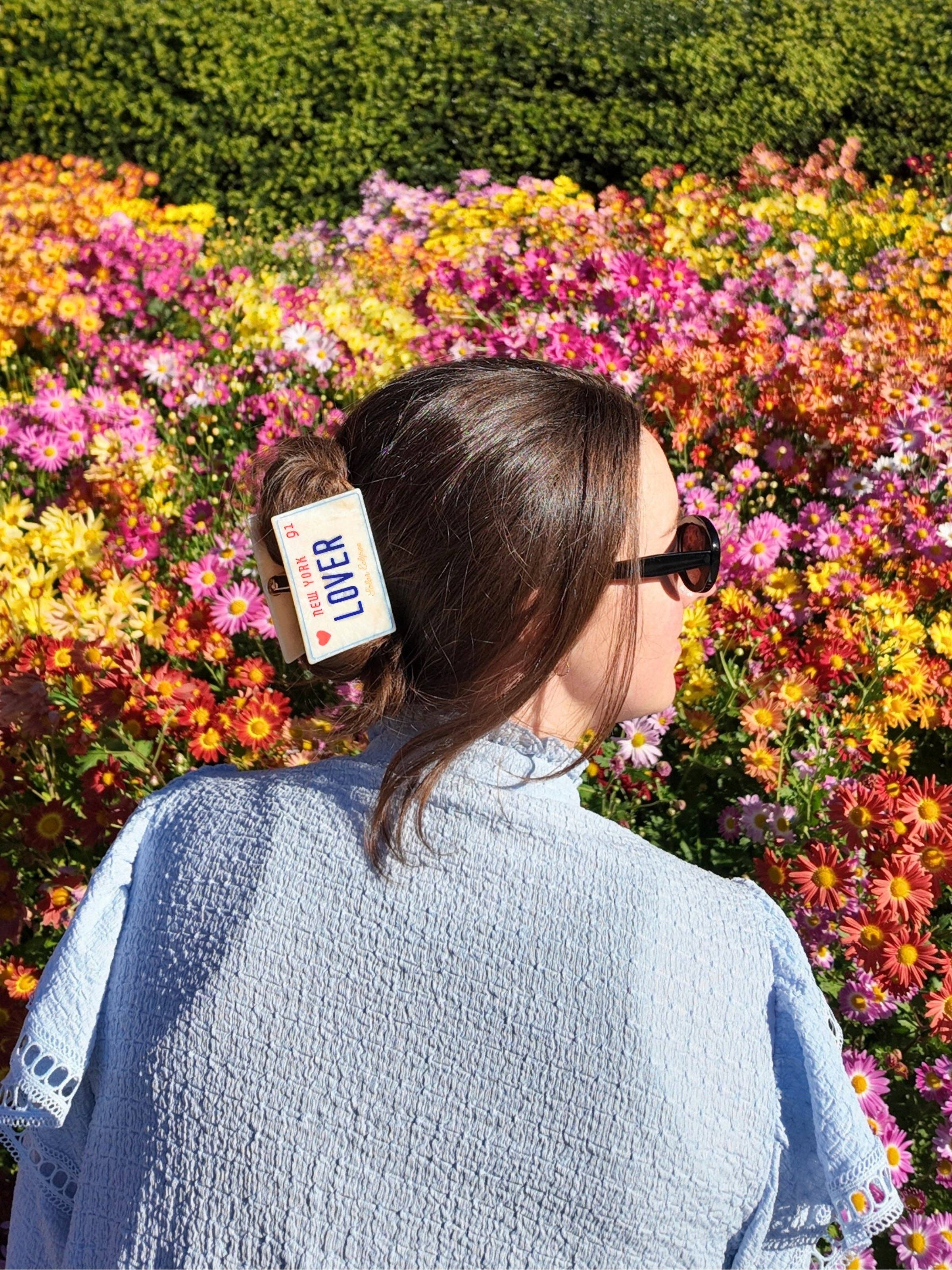 Hand-Painted Hair Claw Clip | Lover License Plate | Eco-Friendly
