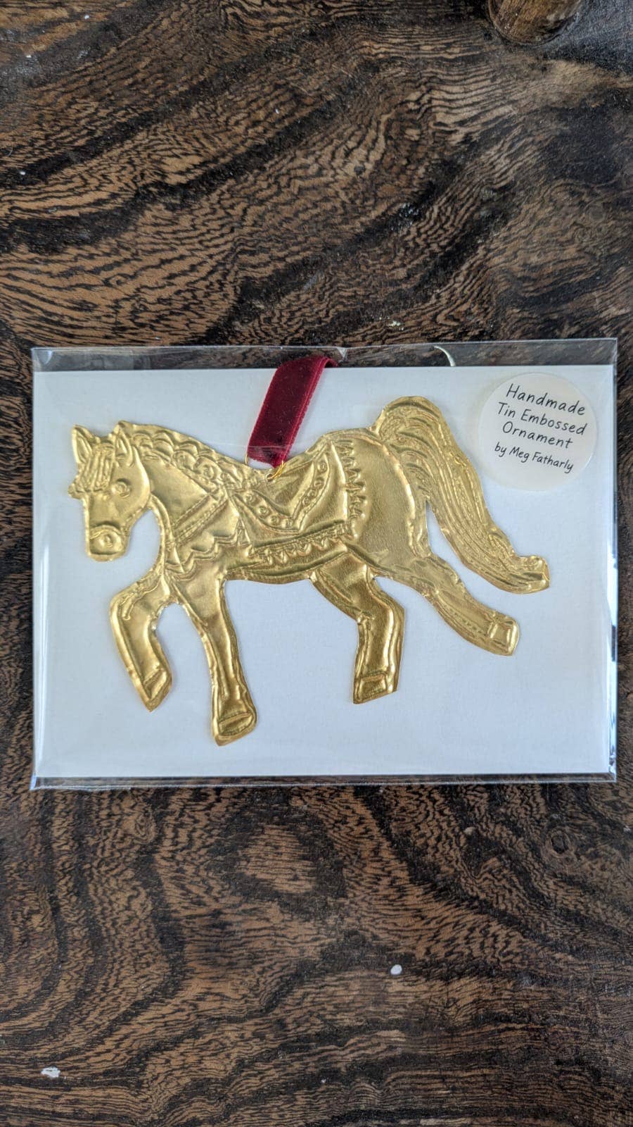 2026 Year of the Horse Tin Ornament | Handmade Embossed Decoration