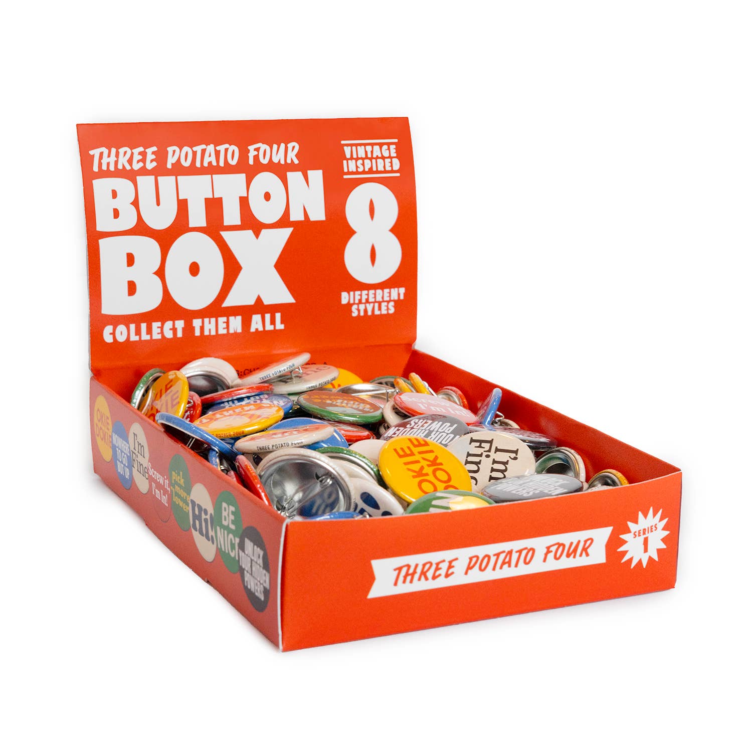 Three Potato Four Button Box Series 1 - pin badge selection