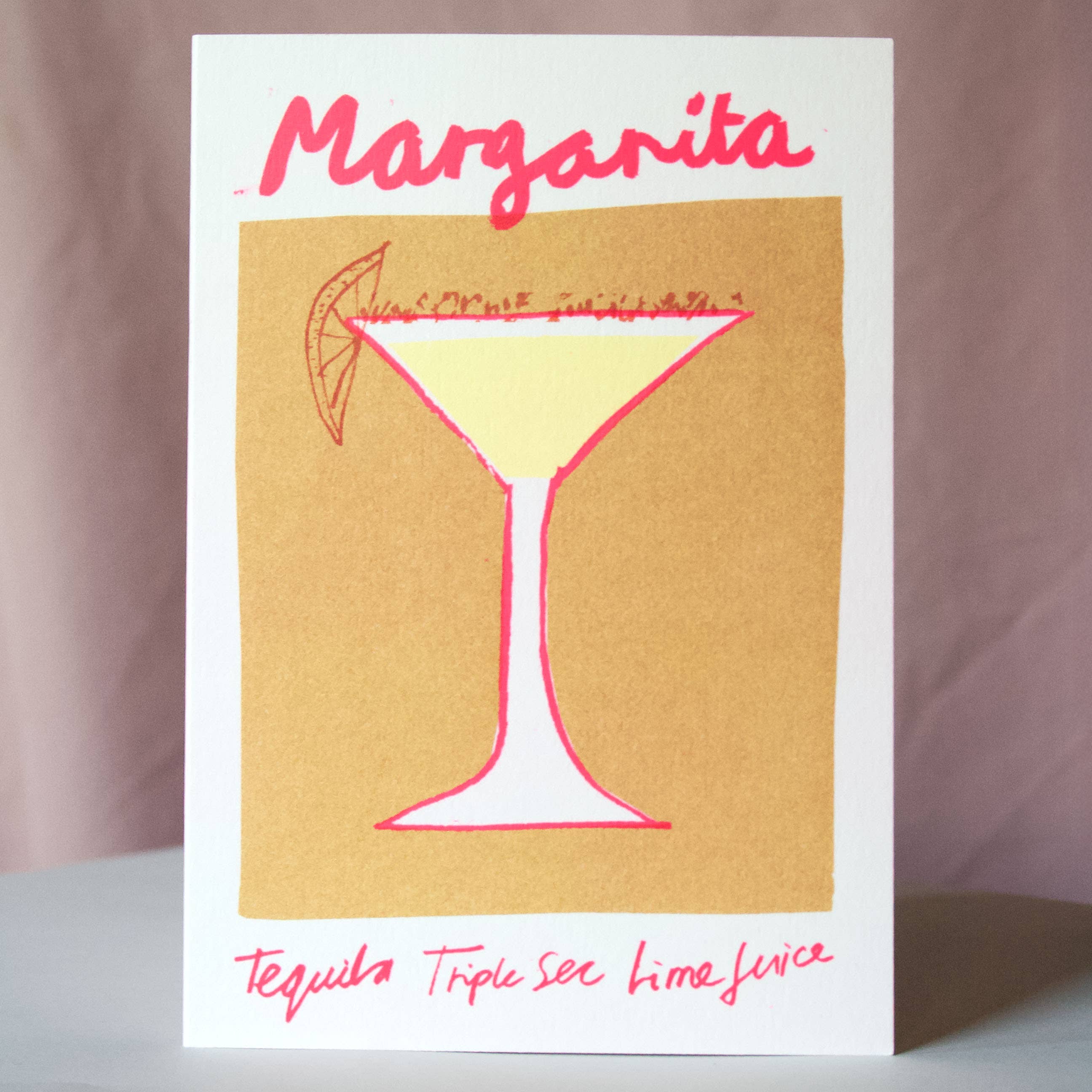 Margarita | Cocktail Card | Colourful | Neon Pink: Without Bio Cello