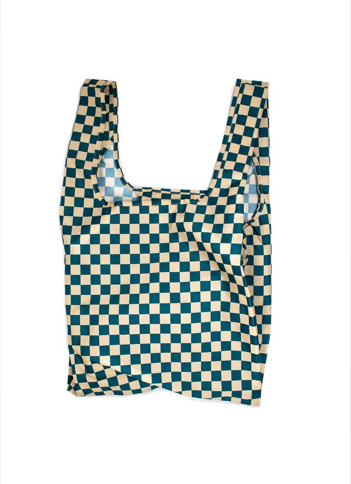 Checkerboard Teal & Beige I Medium Reusable Bag accessories  bag