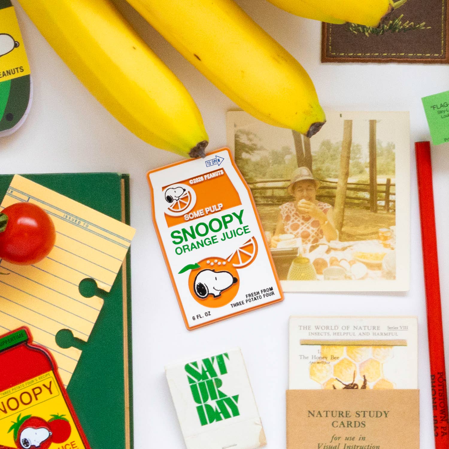 Snoopy Orange Fridge Magnet by Three Potato Four, styled shot