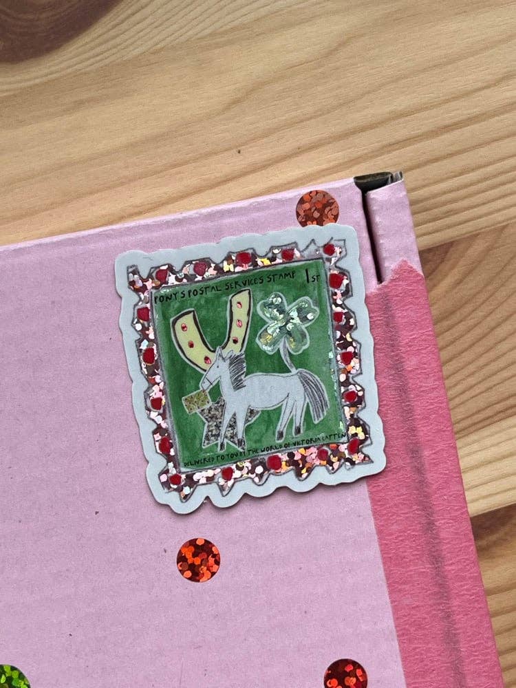 Pony’s postal services glitter sticker stamps: 1st class stamp