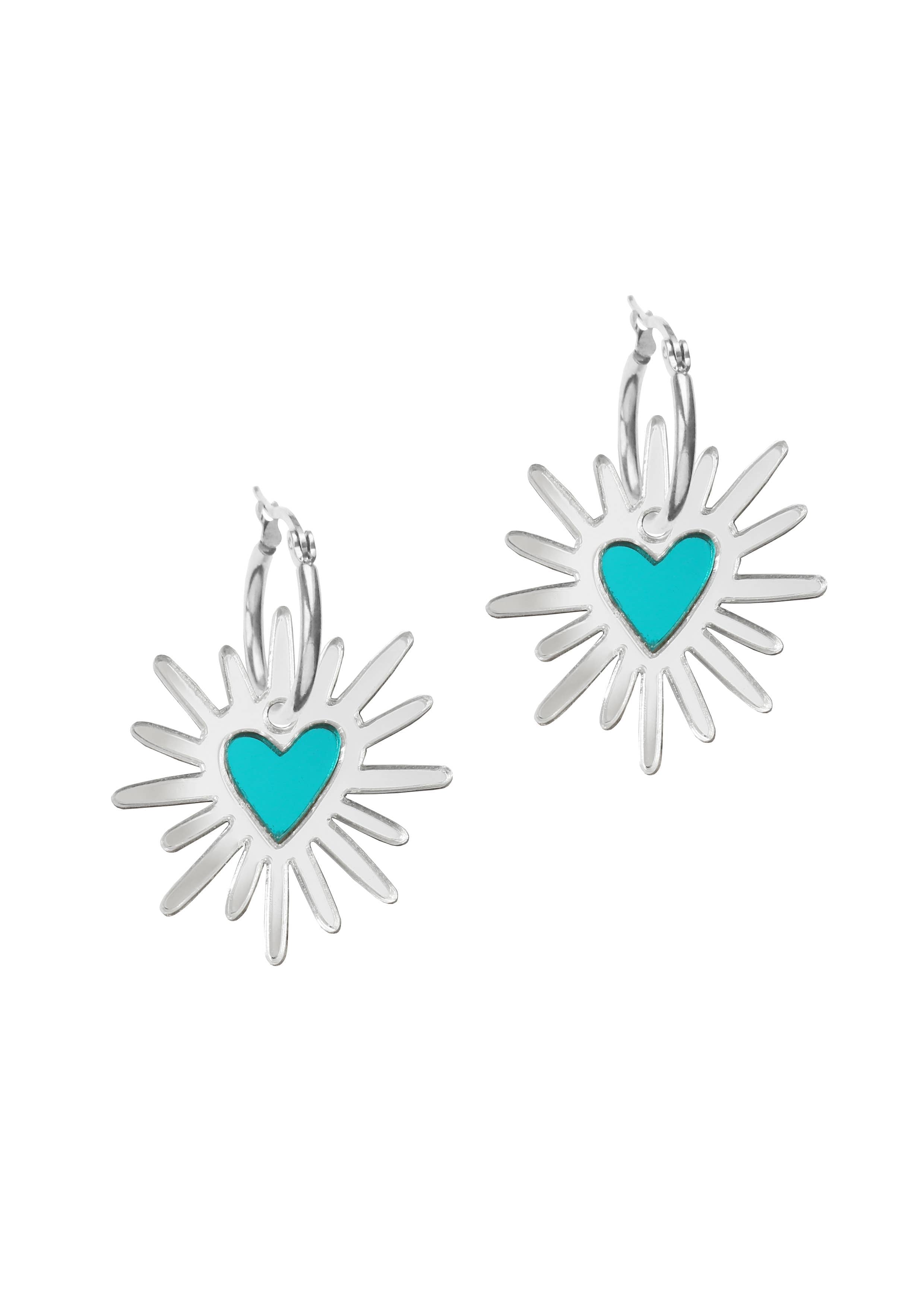 Shining Heart Hoops: Baby Blue + Red