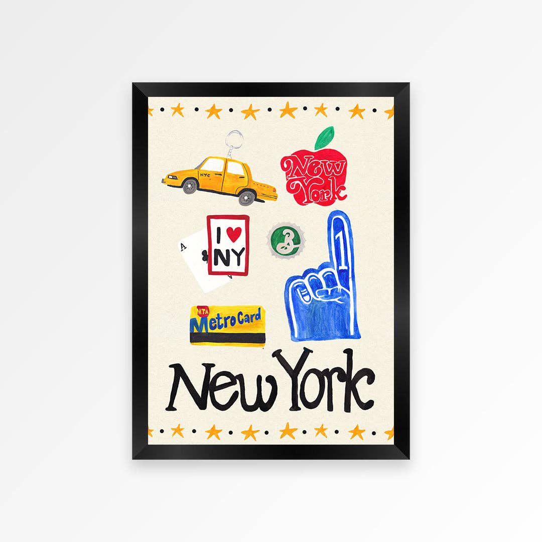 New York Travel Trinket Hand Painted Print: Unframed / A3